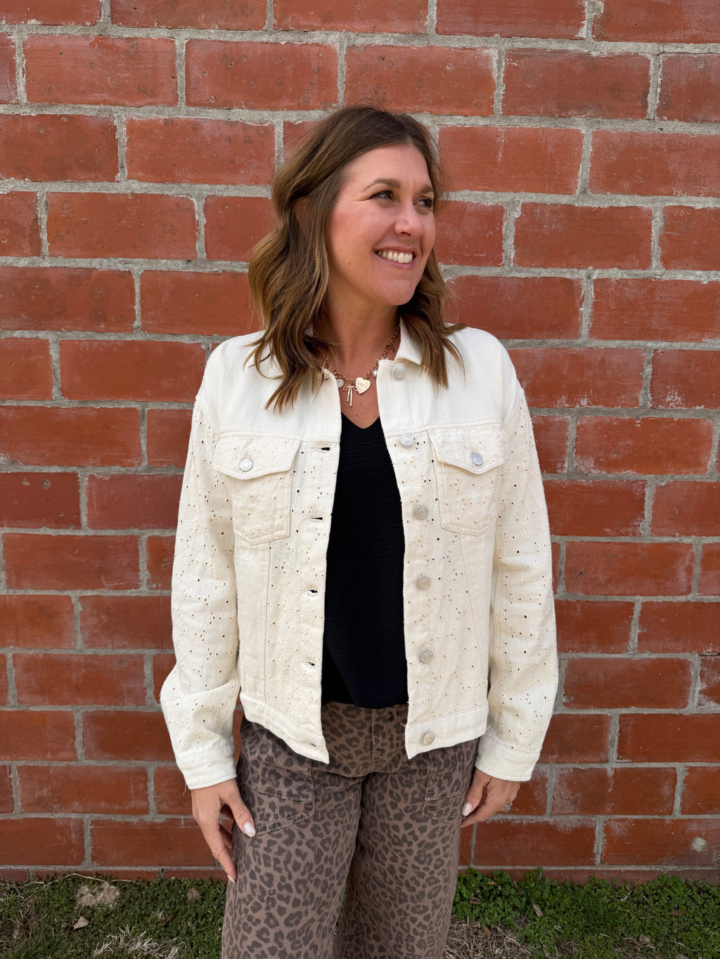 Thread & Supply Chloe Lace-Detail Denim Jacket - Ivory