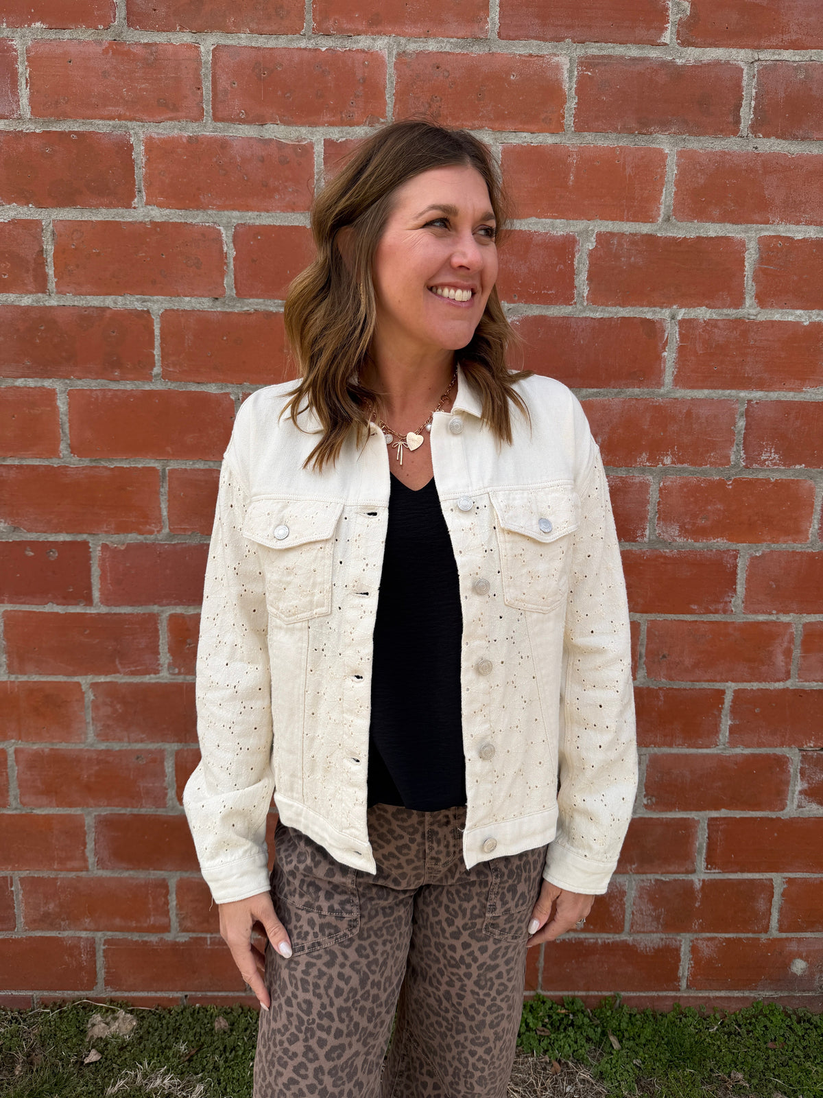 Thread & Supply Chloe Lace-Detail Denim Jacket - Ivory