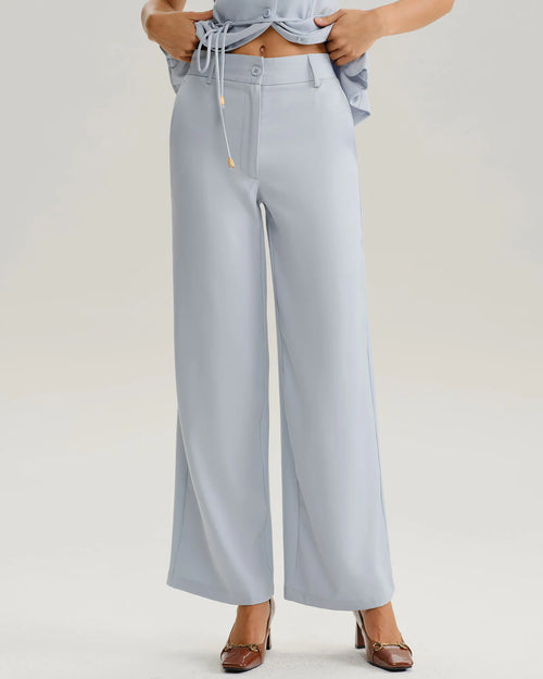 Blue Natural Waisted Straight Pants
