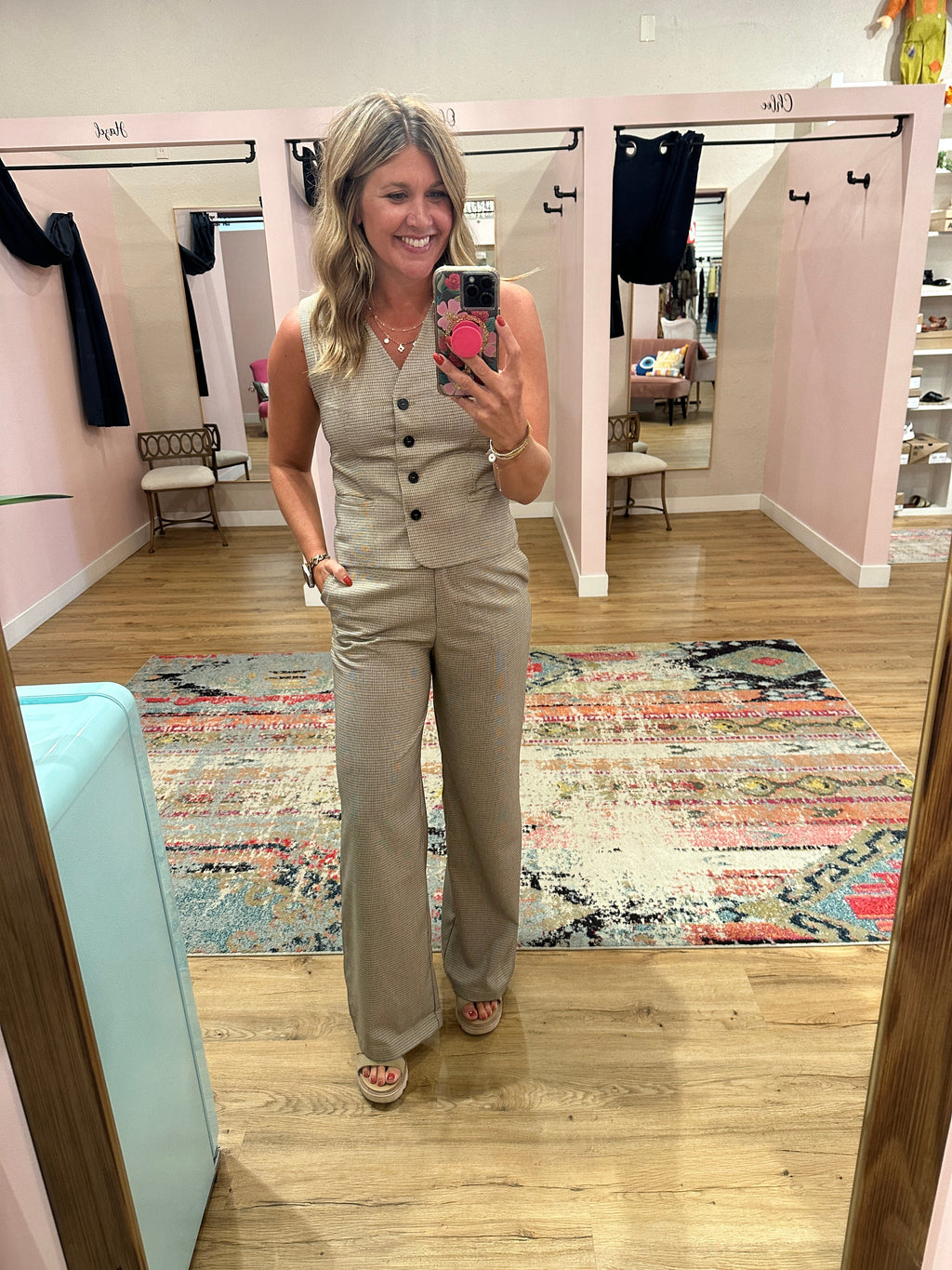 Showstopper High-Waist Wide-Leg Plaid Pants
