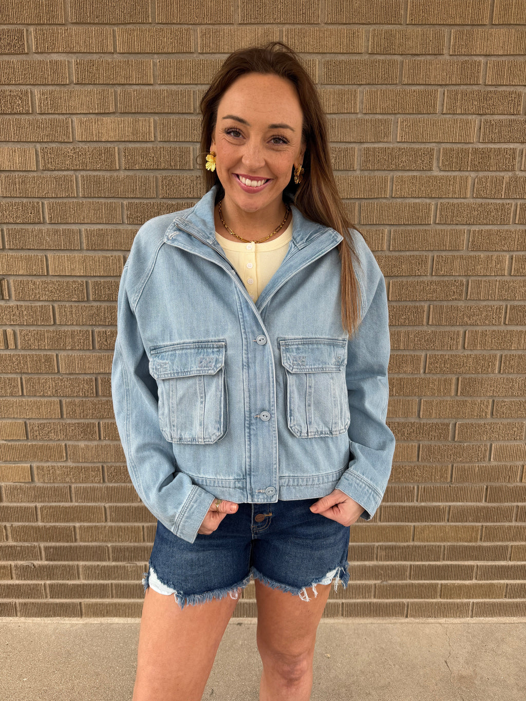 Risen Cropped Boxy Denim Jacket - Light Wash