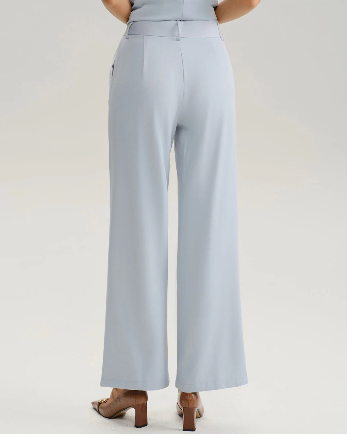 Blue Natural Waisted Straight Pants