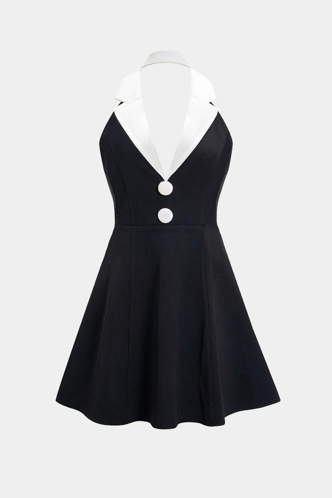Contrast V-Neck Backless Sleeveless Mini Dress