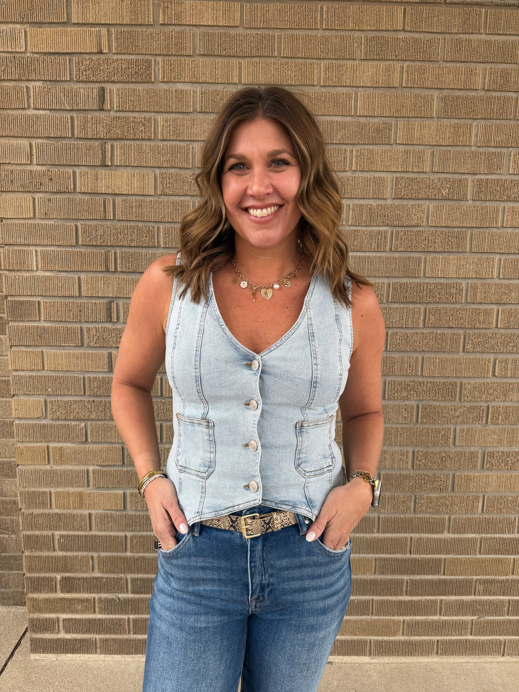 Soft Denim Vest - Light Wash