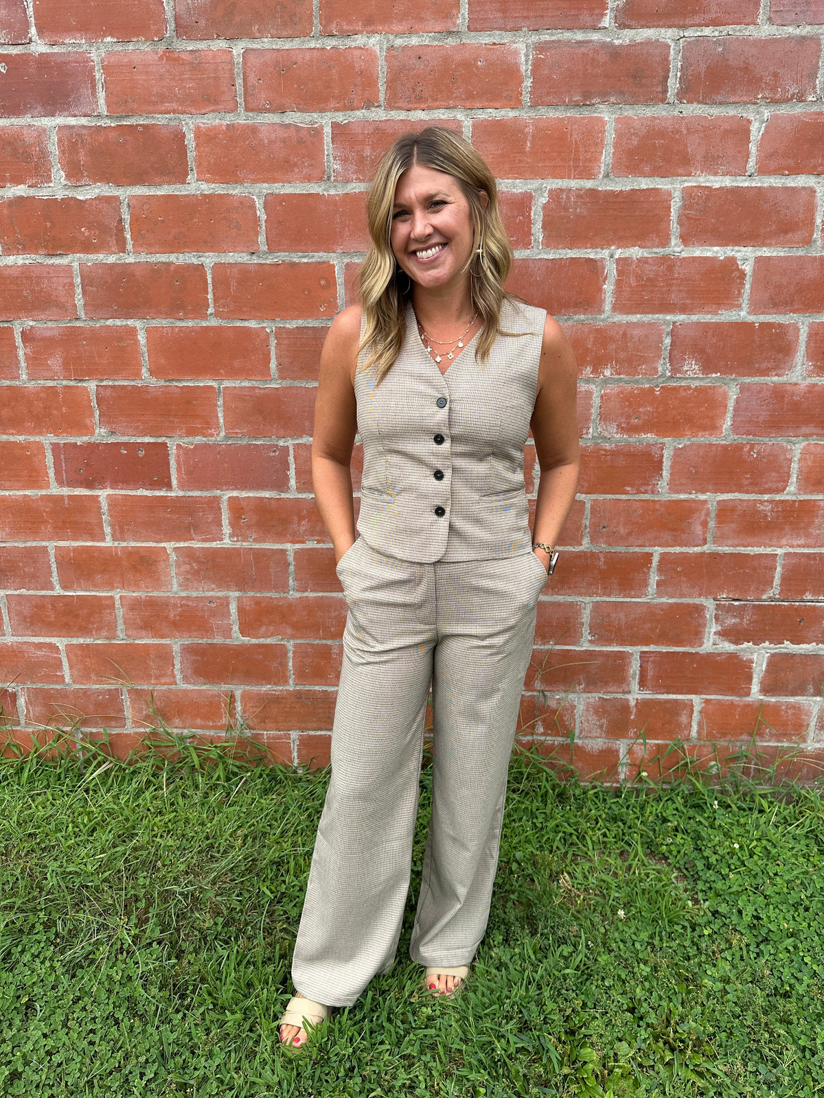 Showstopper High-Waist Wide-Leg Plaid Pants