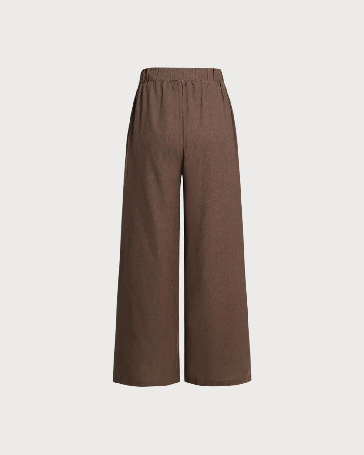 Coffee Elastic Waist Wide Leg Pants