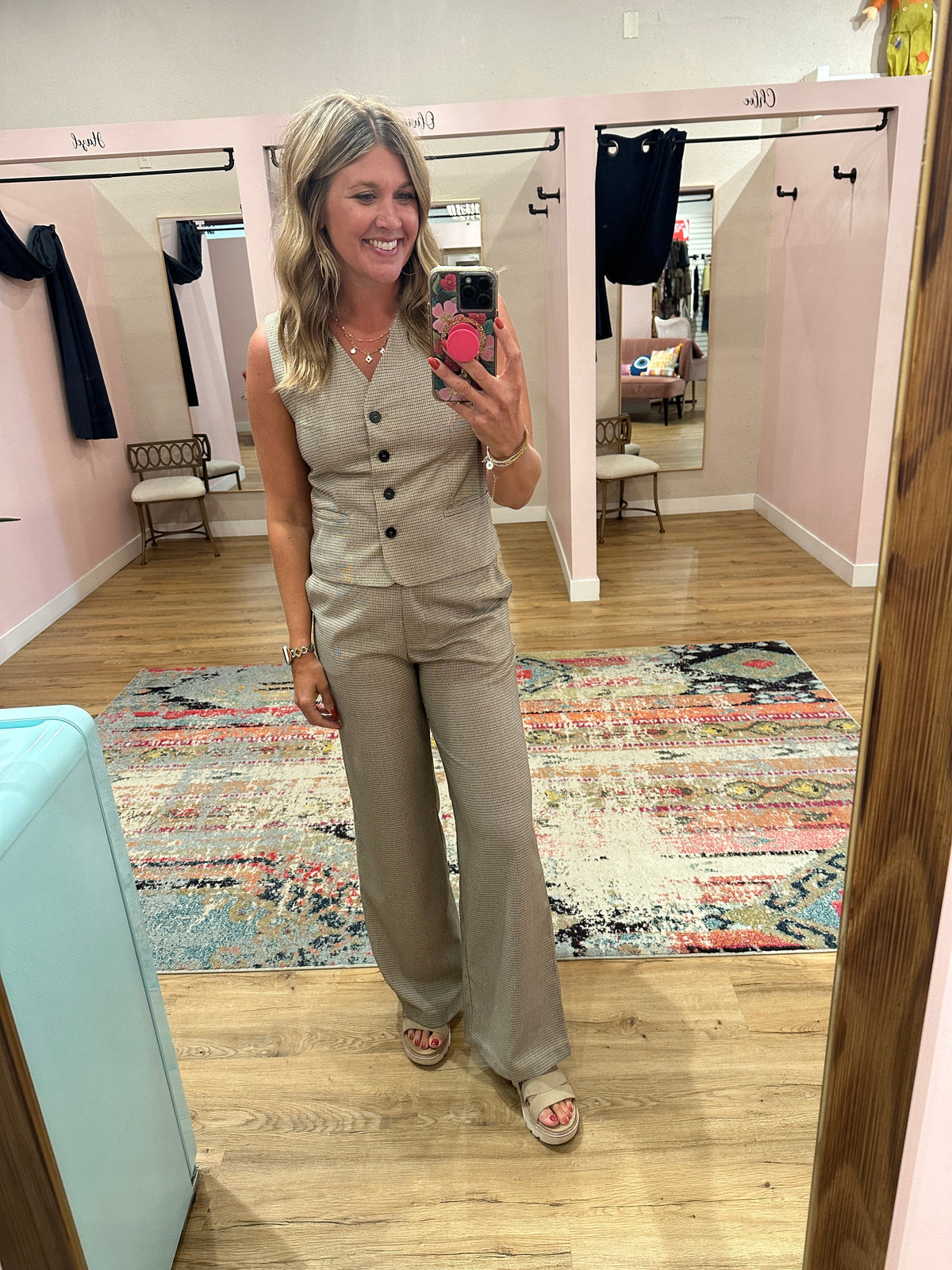 Showstopper High-Waist Wide-Leg Plaid Pants