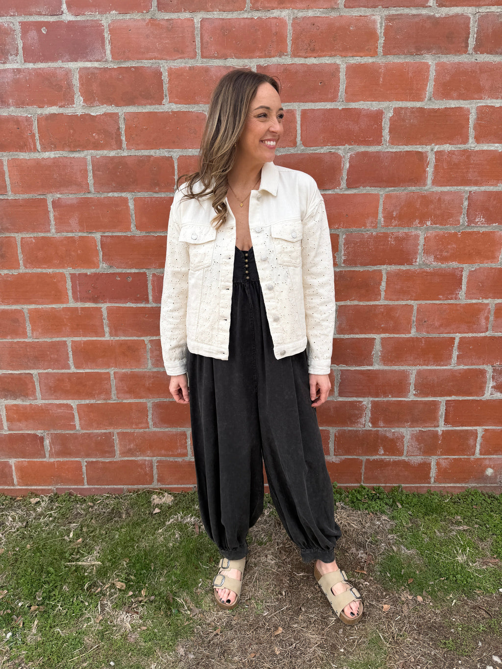 Thread & Supply Chloe Lace-Detail Denim Jacket - Ivory