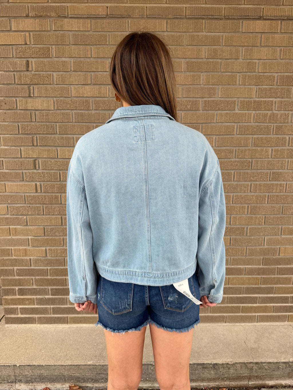 Risen Cropped Boxy Denim Jacket - Light Wash