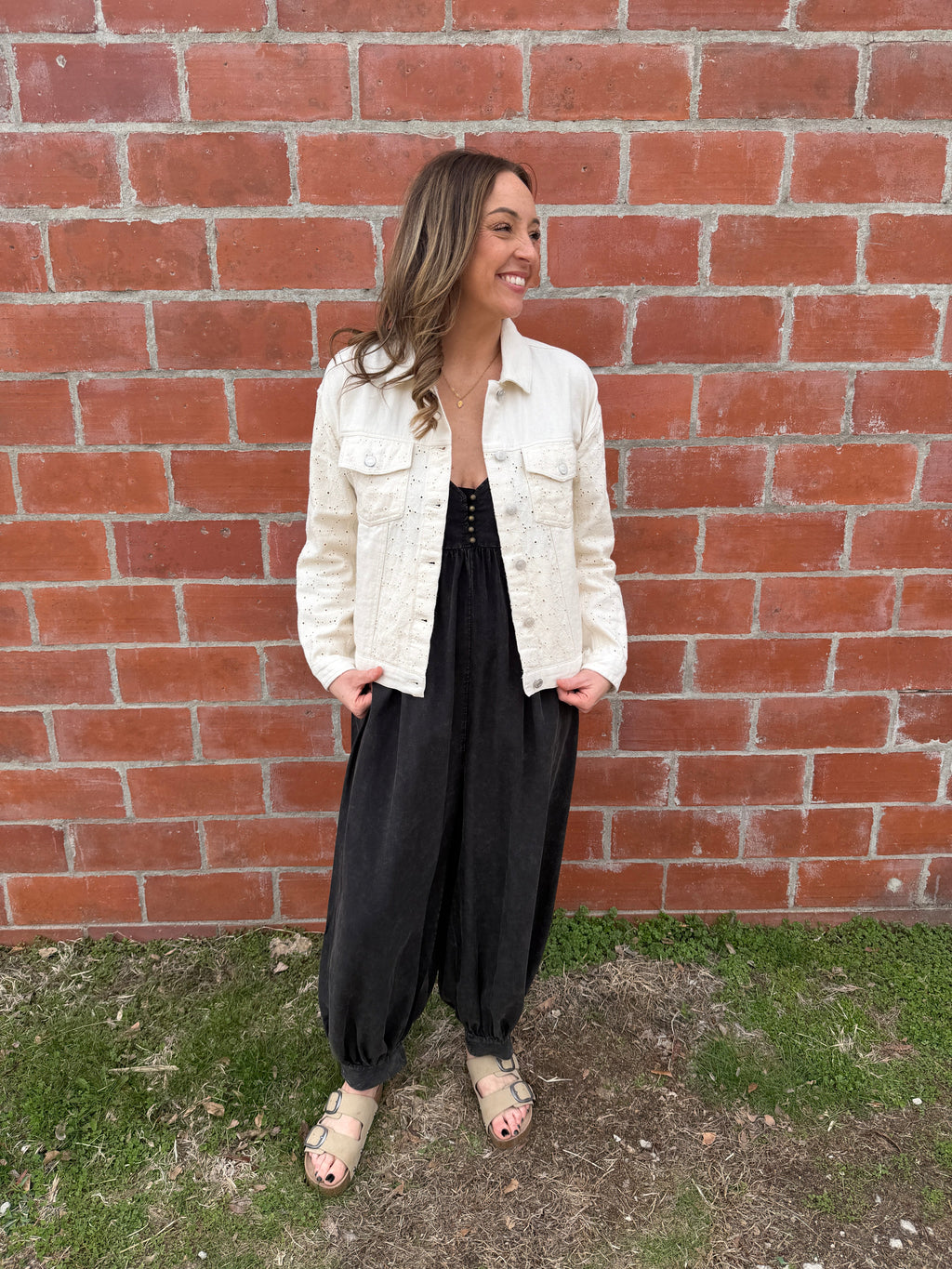 Thread & Supply Chloe Lace-Detail Denim Jacket - Ivory