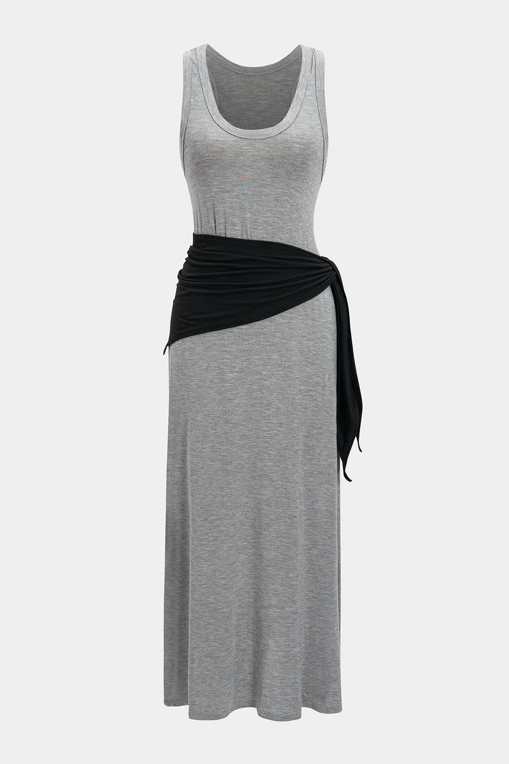 Tie-Up Ruched Sleeveless Maxi Dress