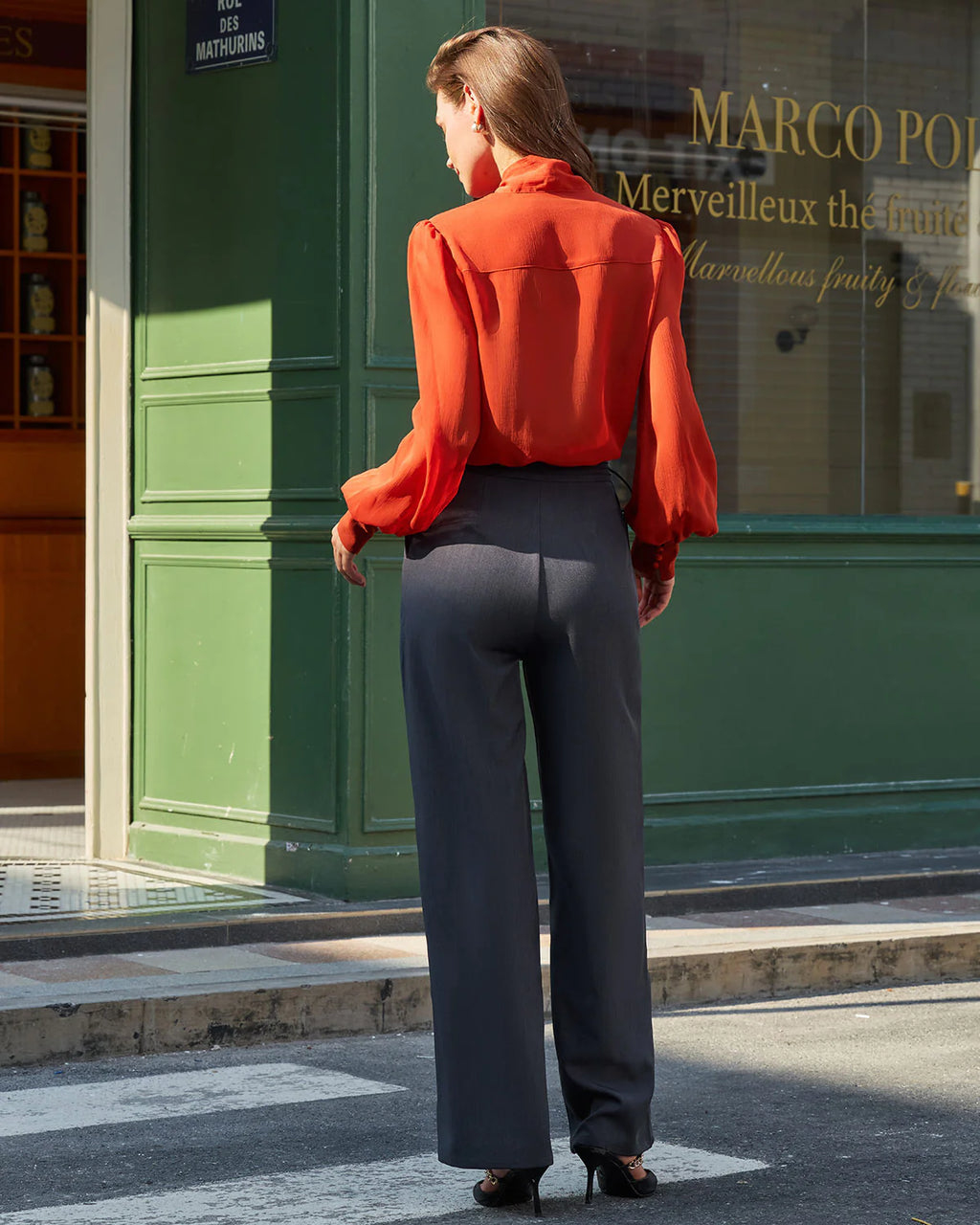 Grey Natural Waisted Straight Pants