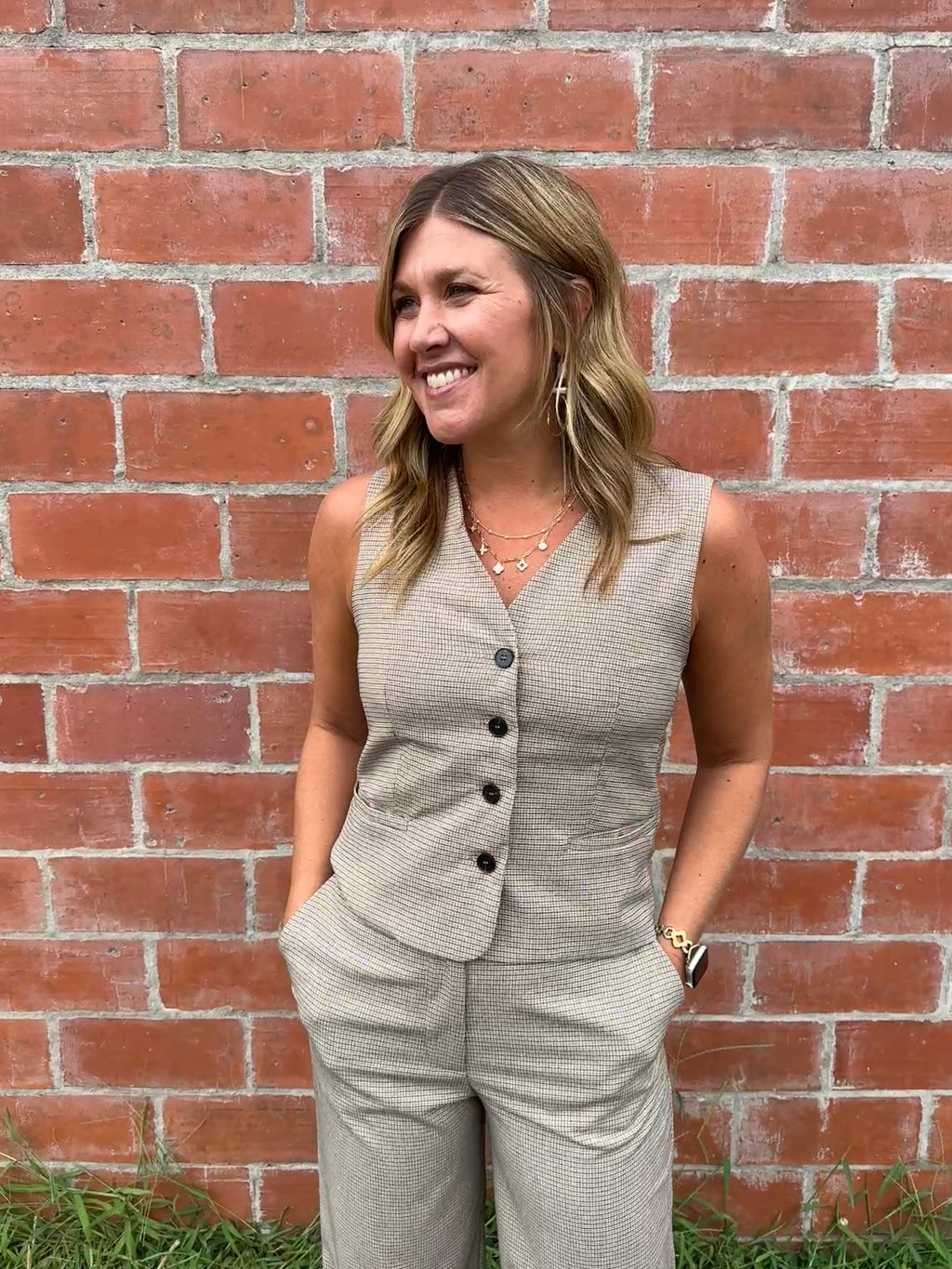 Showstopper Button-Front Plaid Vest