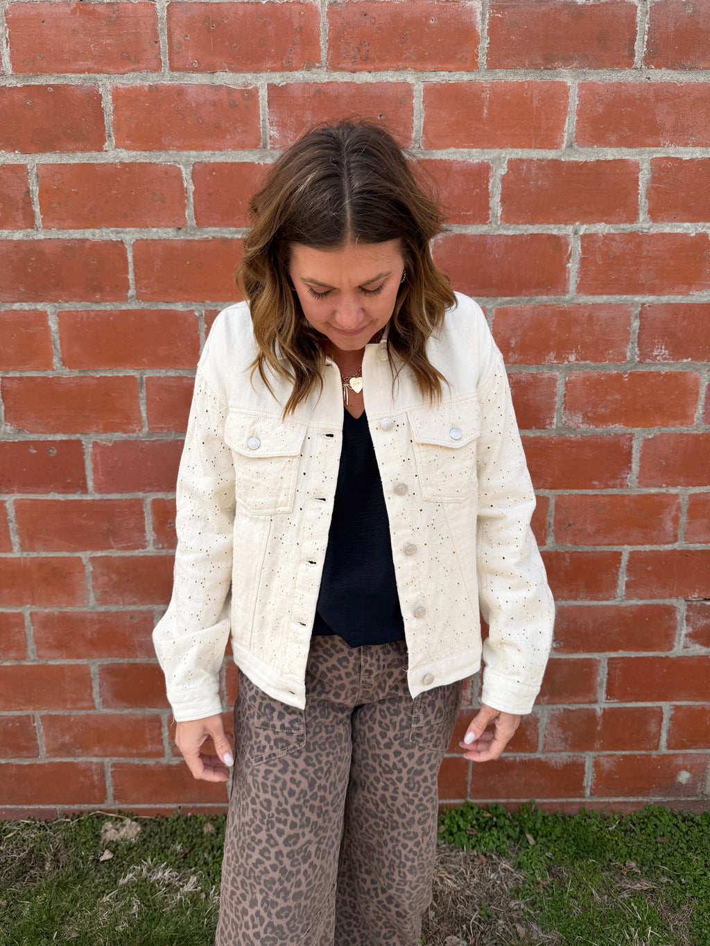Thread & Supply Chloe Lace-Detail Denim Jacket - Ivory