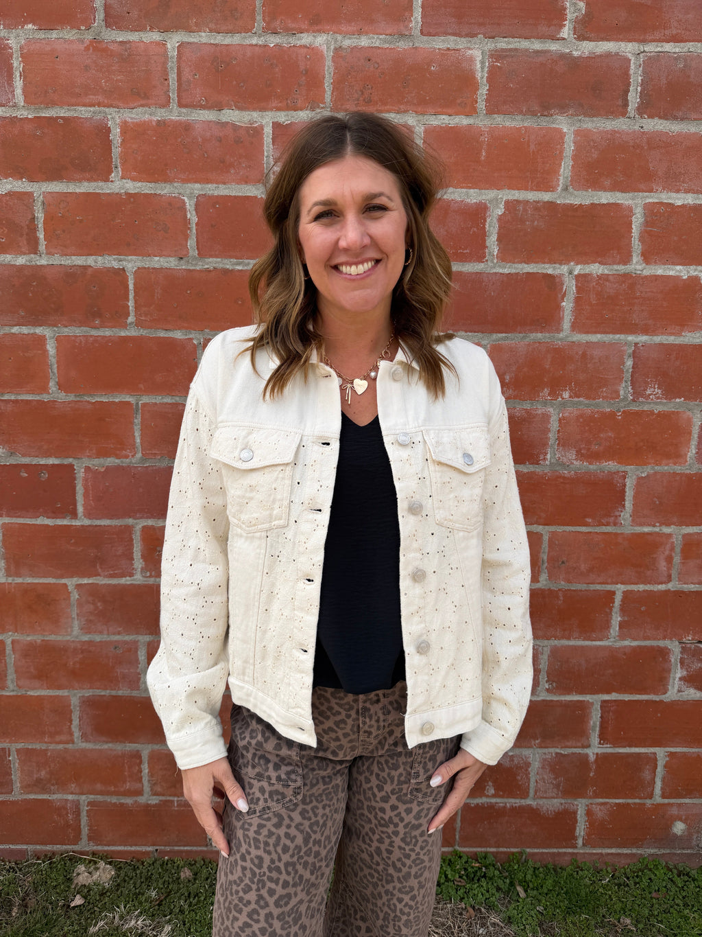 Thread & Supply Chloe Lace-Detail Denim Jacket - Ivory