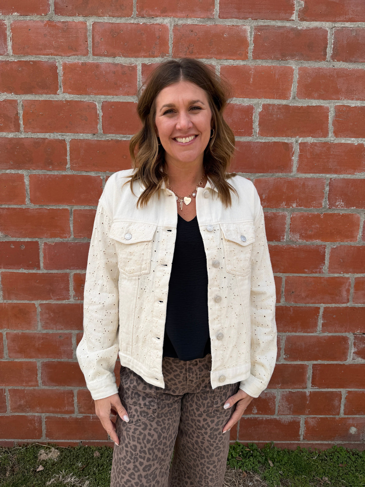 Thread & Supply Chloe Lace-Detail Denim Jacket - Ivory