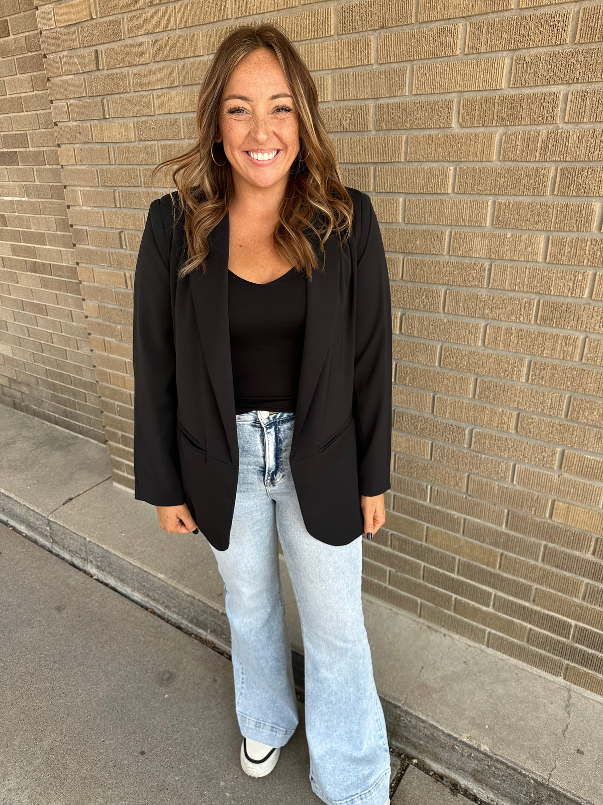First Impression Ruched-Sleeve Blazer