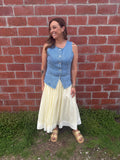Lovely Lady Longline Denim Vest - Medium Wash