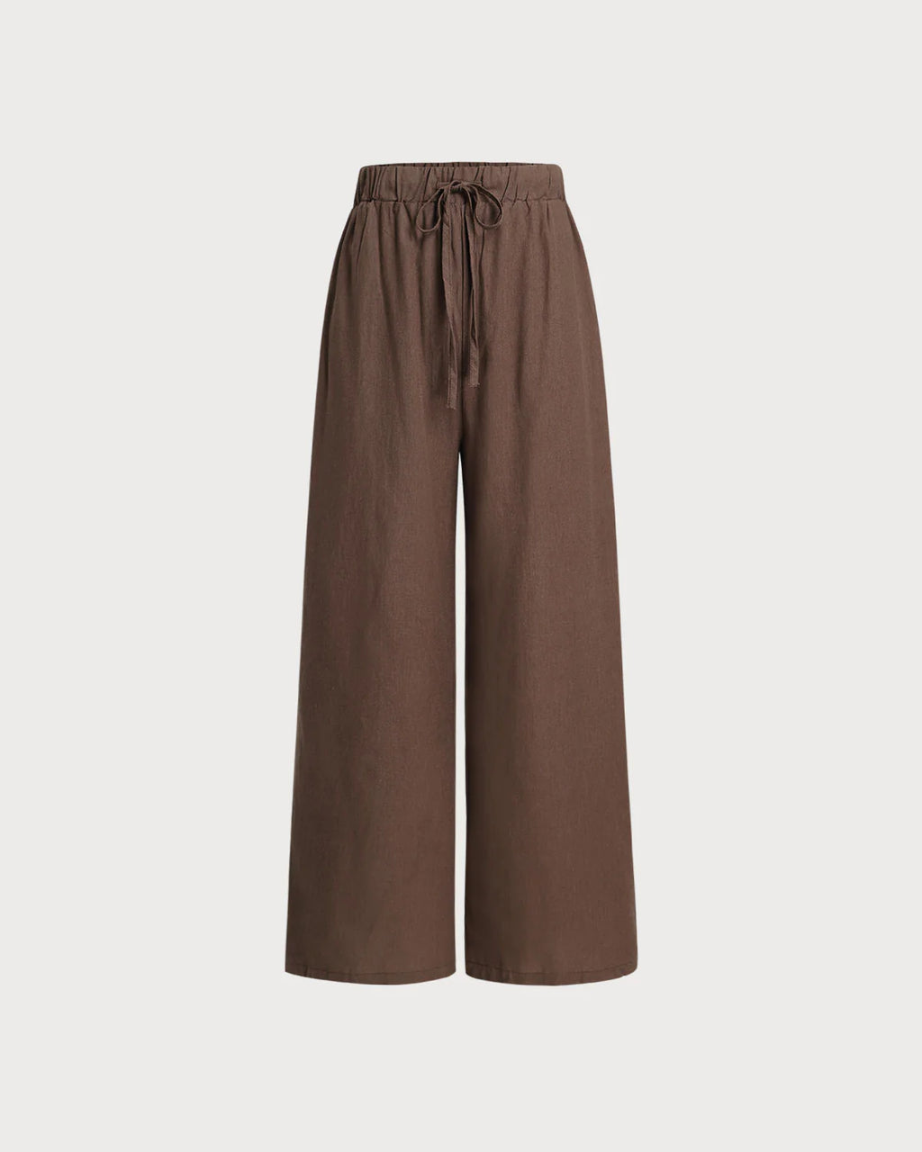 Coffee Elastic Waist Wide Leg Pants