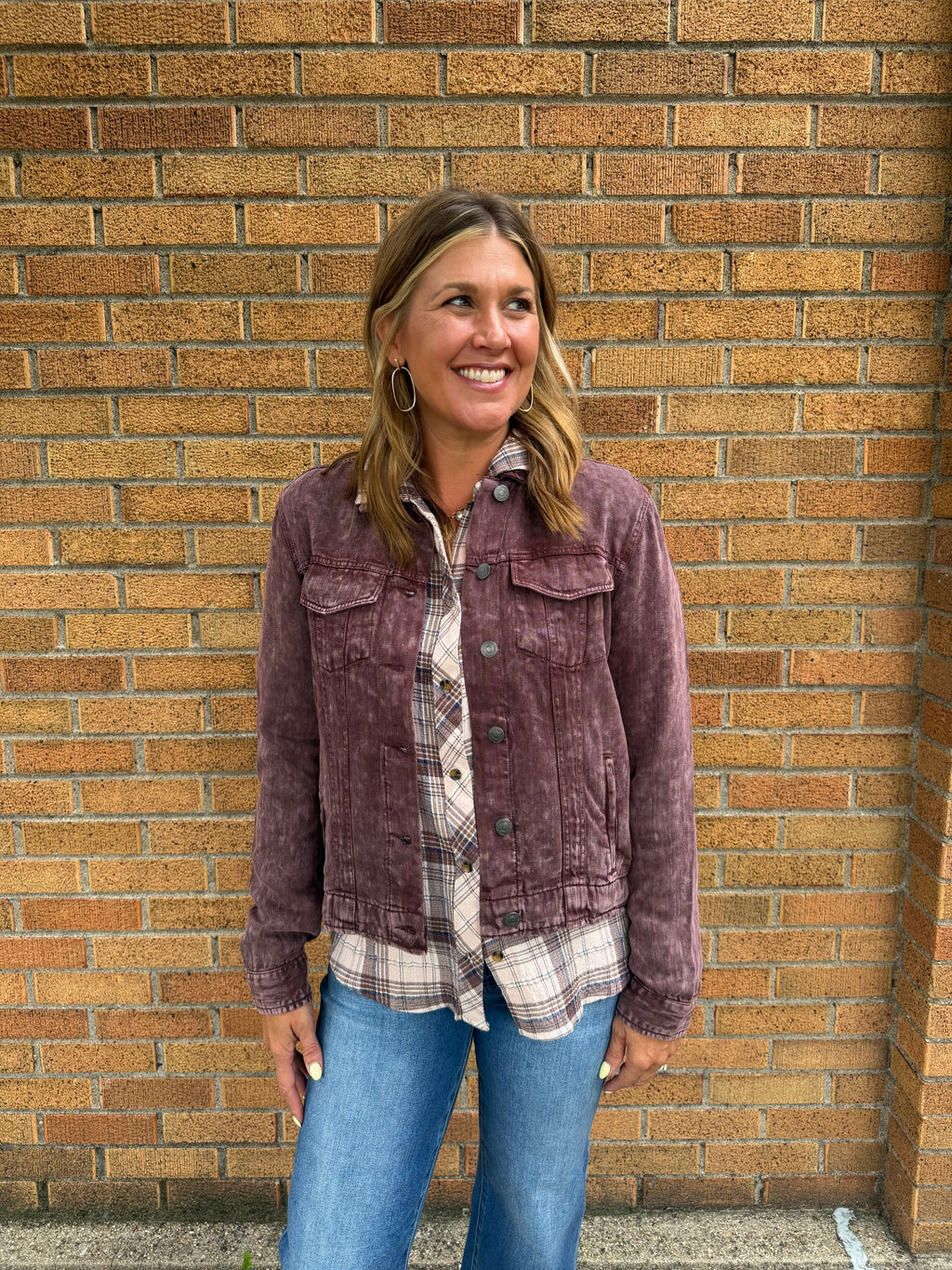 Thread & Supply Jackie Denim Jacket - Deep Mahogany